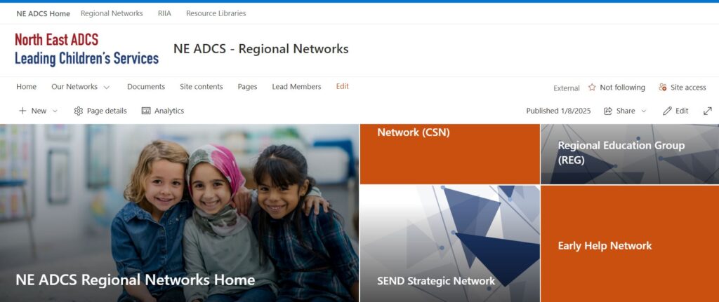 A screenshot of the web platform regional networks home page